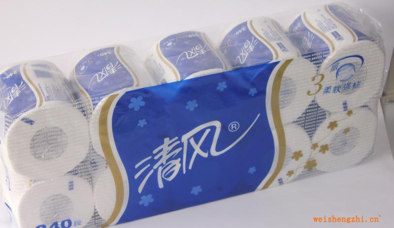 供應(yīng)優(yōu)質(zhì)清風(fēng)卷紙超級實惠裝清香130g三層卷紙240段/卷